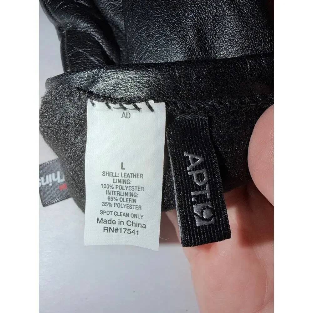 Apt 9 black leather gloves thinsulate women’s large minimalist winter classic
